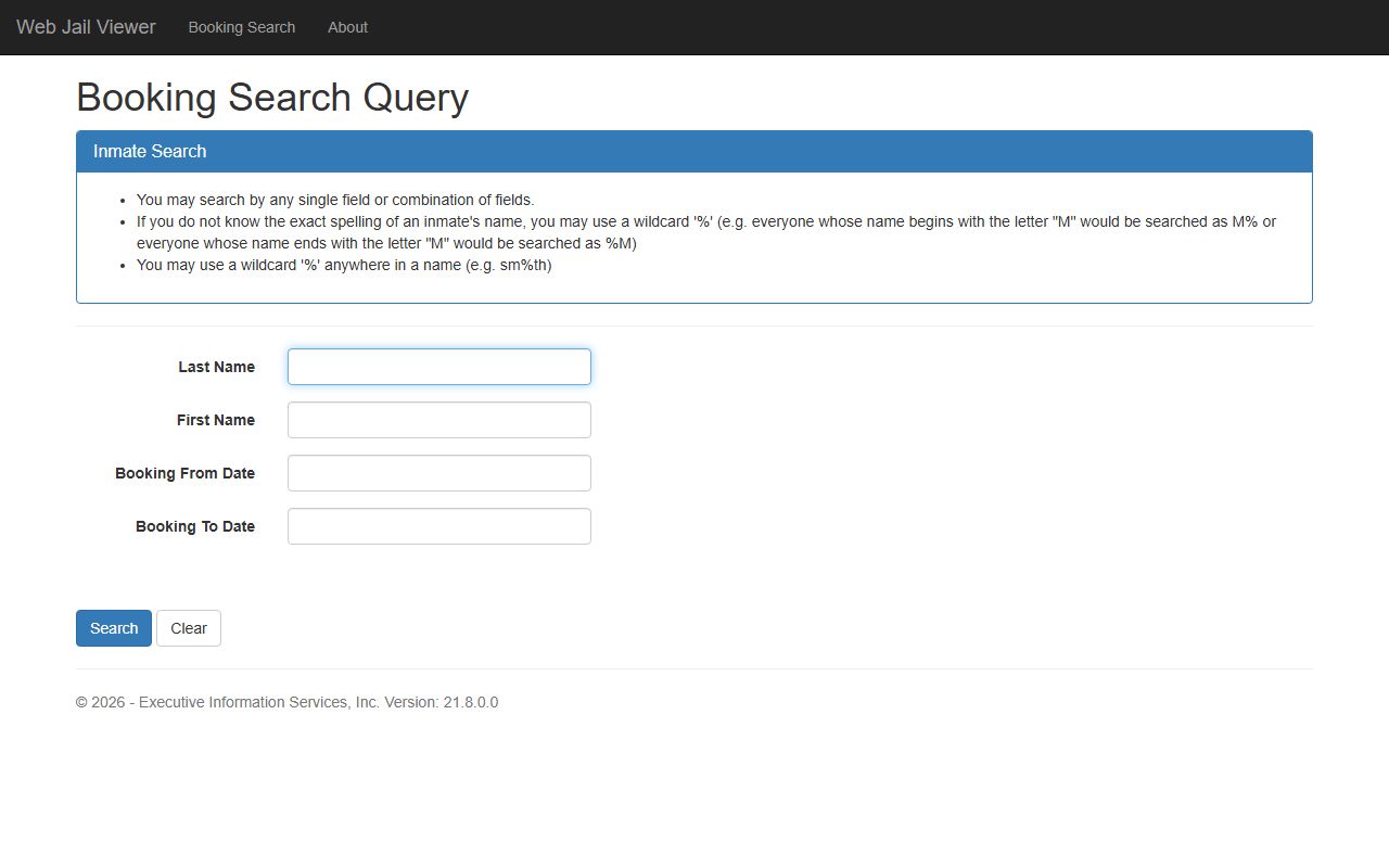 Marion County arrest records Jail Viewer booking search fields