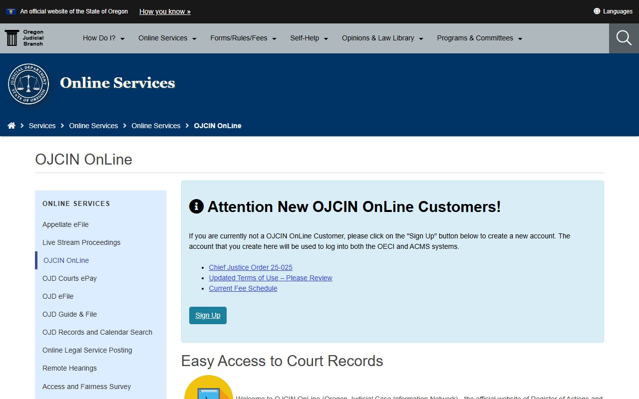 Marion County court records OJCIN Online subscription information