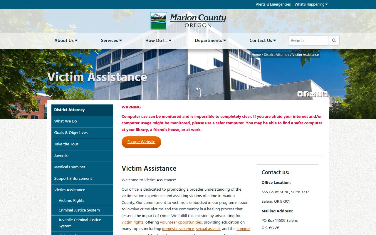 Marion County criminal court records DA Victim Assistance