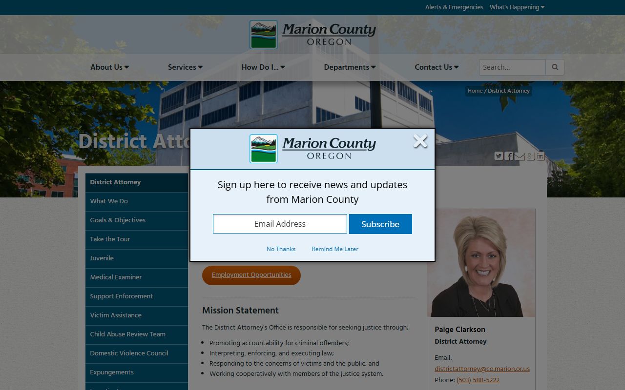 Marion County criminal court records District Attorney office