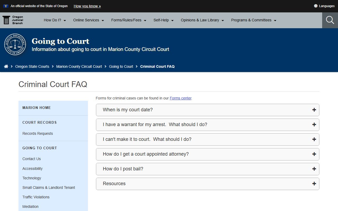 Marion County criminal court records Criminal Court FAQ