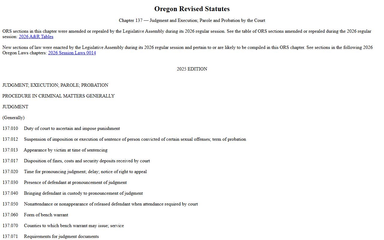 Marion County criminal court records ORS Chapter 137 set aside law