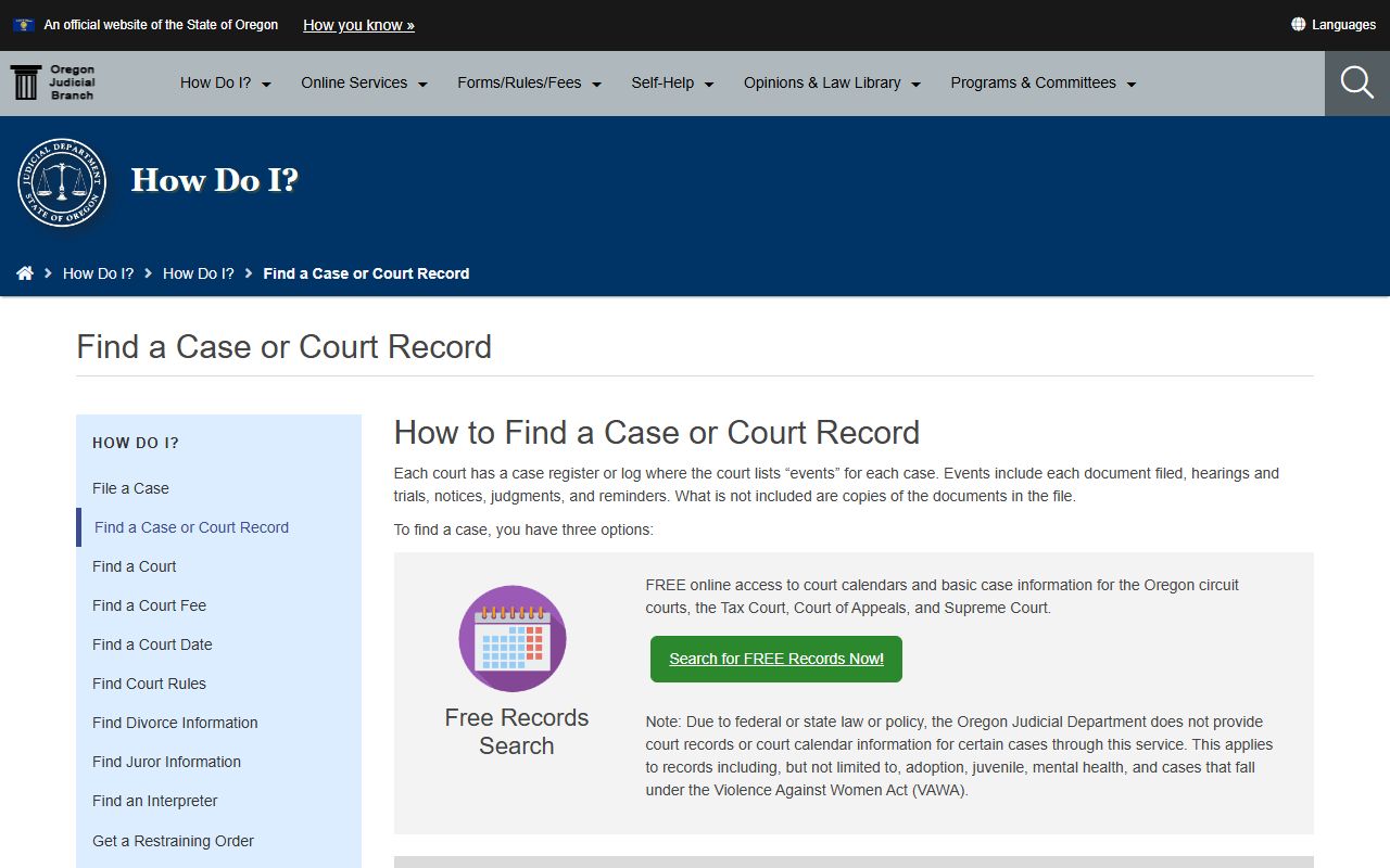 Marion County court records OJD find a case page