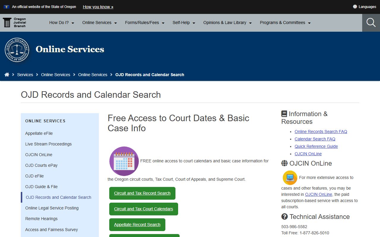 Marion County court records OJD records and calendar search