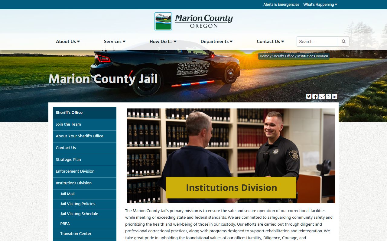 Marion County inmate records jail information page