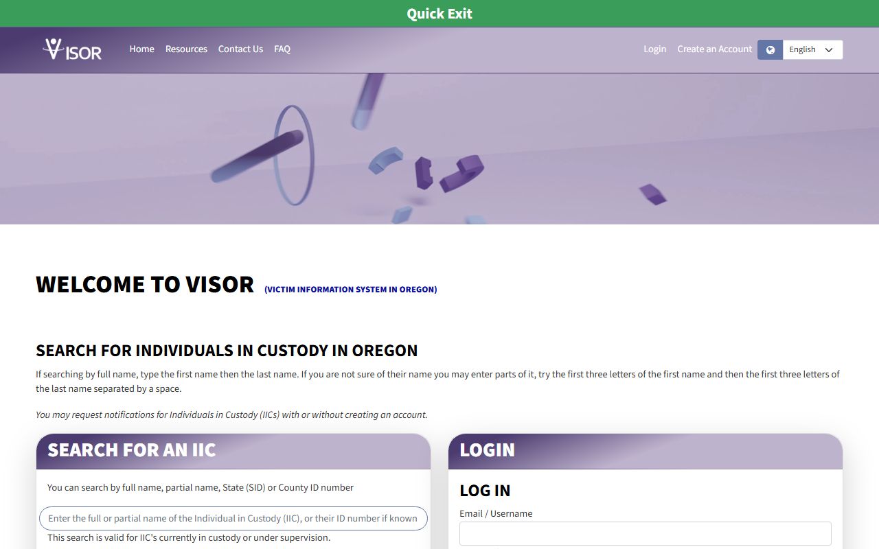 Marion County inmate records VISOR offender notification page
