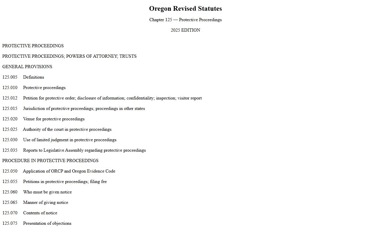 ORS Chapter 125 guardianships and conservatorships page