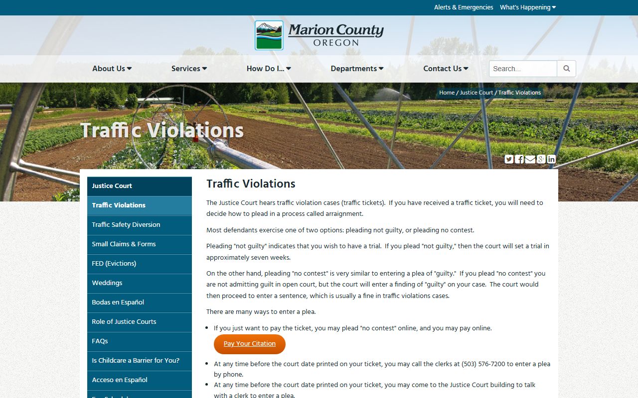 Marion County traffic court records Justice Court traffic violations page